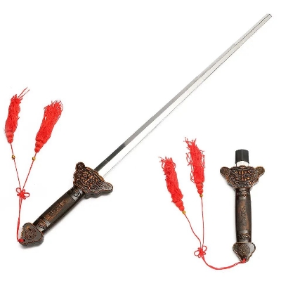 Picture of Adjustable 25-86cm Super Sword Swallowing Illusion Close Up Street Magician Real Magic Trick Props - Silver
