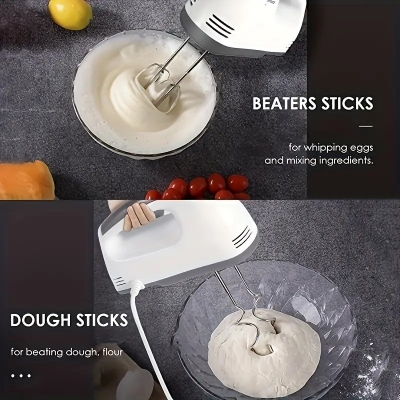 Picture of Handheld Kitchen Appliance - 7-Speed Electric Mixer for Baking, Cooking & Desserts (110V, US Plug) - Multicolor