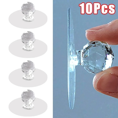 Picture of Self-Adhesive Transparent Furniture Handles - 10pcs Punch-Free Crystal Drawer Pulls for Cabinets and Wardrobes - Transparent