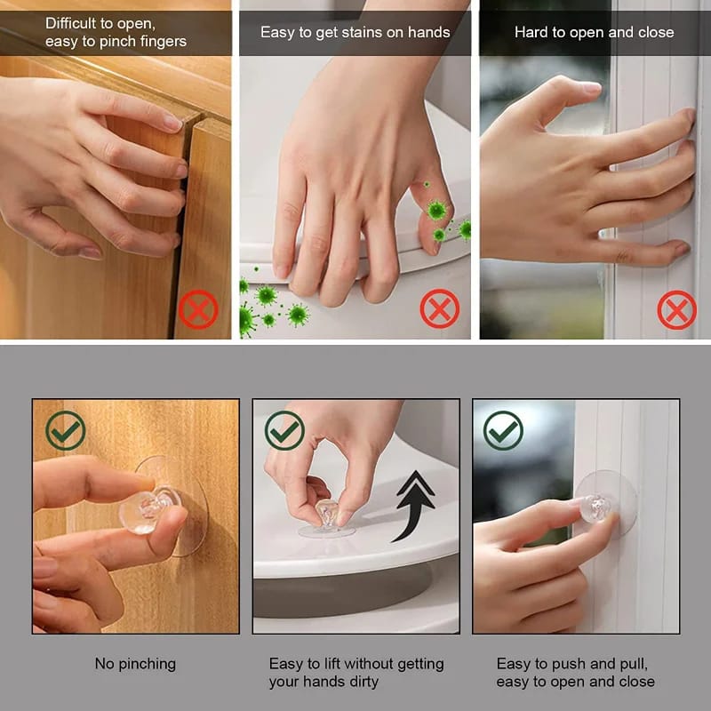 Picture of Self-Adhesive Transparent Furniture Handles - 10pcs Punch-Free Crystal Drawer Pulls for Cabinets and Wardrobes - Transparent