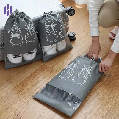 Picture of 2pcs Travel-Friendly Non-Woven Shoe Bag - Dustproof, Waterproof, Portable Tote for Efficient Shoe Storage - Multicolor
