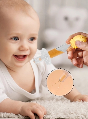 Picture of Infant Health in Style: Cartoon Bear Baby Dropper Feeder - Smart Medicine Dispensing Solution - Multicolor