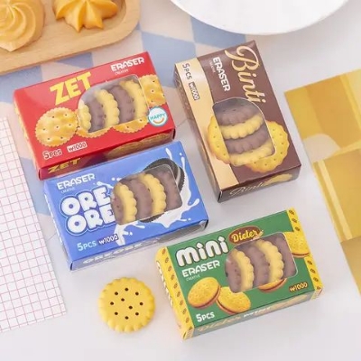 Picture of Creative 5-piece in-box cookie shape student gift stationery eraser set - Multicolor