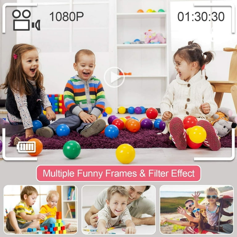 Picture of Kids Camera, Kids Dual Lens Digital Camera, Portable Selfie Video Cameras Toy for Toddlers Christmas Birthday Gifts, 1080P HD Video Recorder - Multicolor