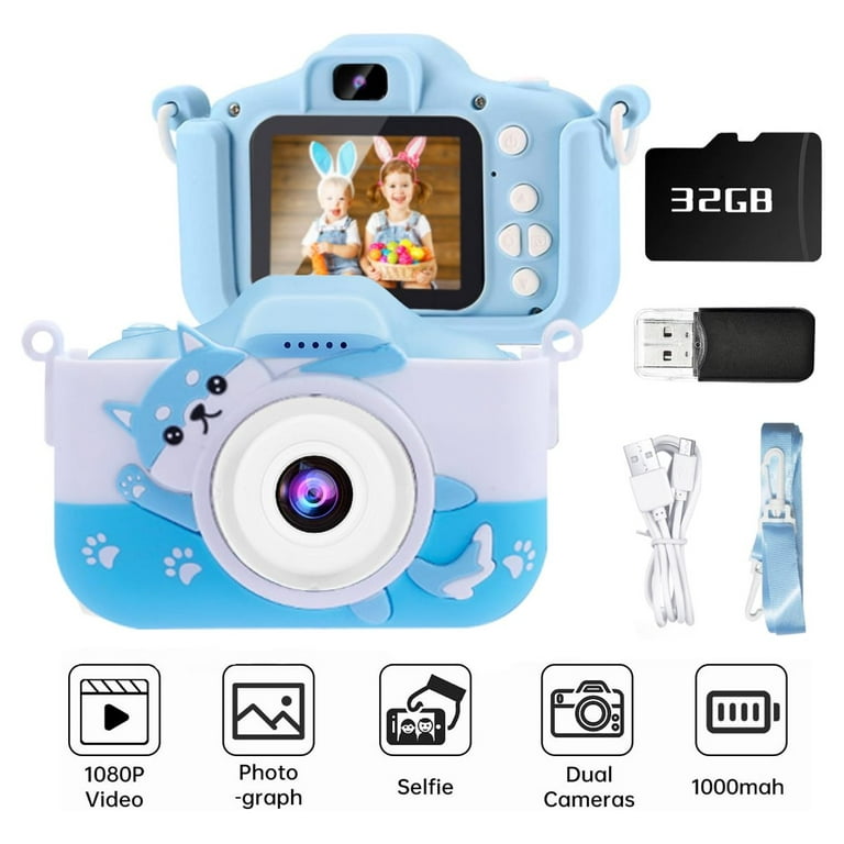Picture of Kids Camera, Kids Dual Lens Digital Camera, Portable Selfie Video Cameras Toy for Toddlers Christmas Birthday Gifts, 1080P HD Video Recorder - Multicolor