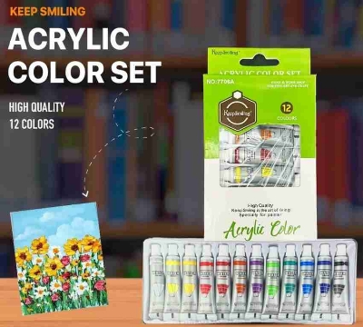 Picture of Acrylic - Oil - Glass - Water - Fabric - Color Paint Set - Pack Of 12x6ml - Multicolor