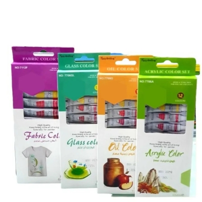 Picture of Acrylic - Oil - Glass - Water - Fabric - Color Paint Set - Pack Of 12x6ml - Multicolor
