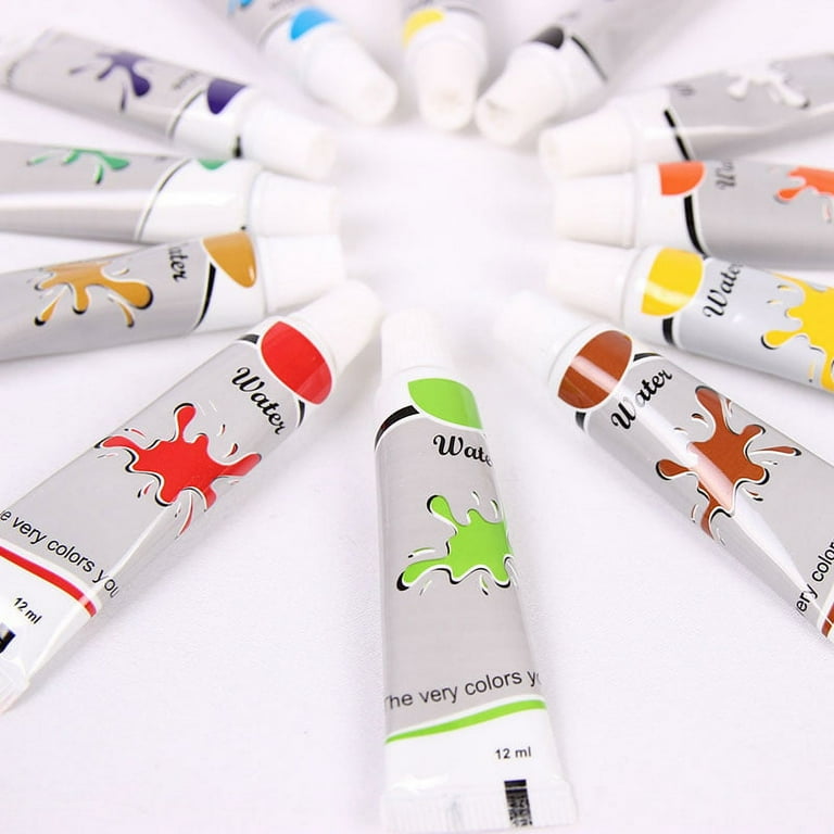 Picture of Acrylic Color Paint Set 12ml*12 Colors + 3 Brushes + Sponge+plat - Multicolor