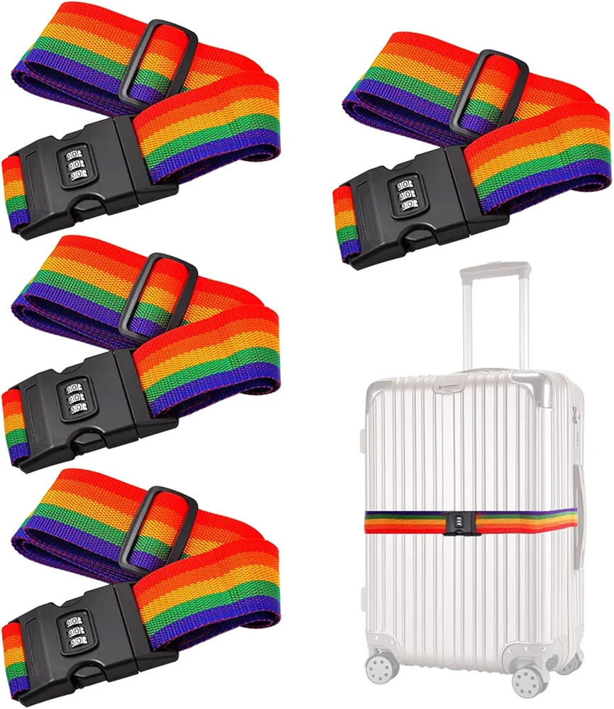 Picture of Ludlz Luggage Strap Suitcase Straps Travel Belts Accessories Luggage Suitcase Secure Belt Strap Coded Lock Safe Nylon Packing Belt Password - Multicolor