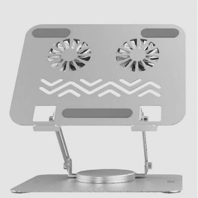 Picture of NO.L018 360° Laptop Cooling Stand Dual Fans – Heavy Duty Metal Build Universal Laptop Stand Aluminum Ergonomic Adjustable Notebook Stand Laptop stand aluminum alloy adjustable multi-angle laptop stand