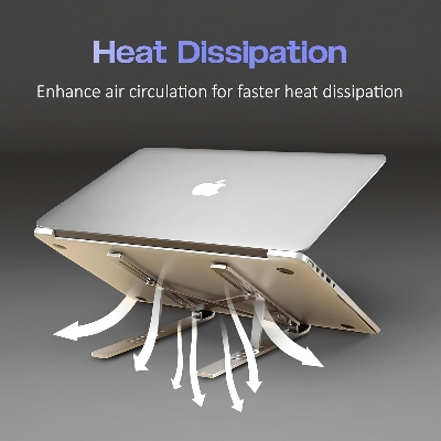 Picture of Portable Laptop Stand Aluminium Foldable Macbook Pro Support Adjustable Notebook Holder Tablet Base For Pc Computer Accessories - Laptop Table - Silver
