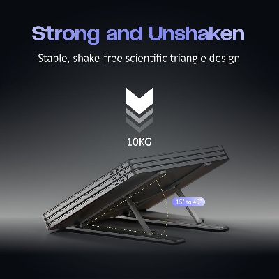 Picture of Portable Laptop Stand Aluminium Foldable Macbook Pro Support Adjustable Notebook Holder Tablet Base For Pc Computer Accessories - Laptop Table - Silver