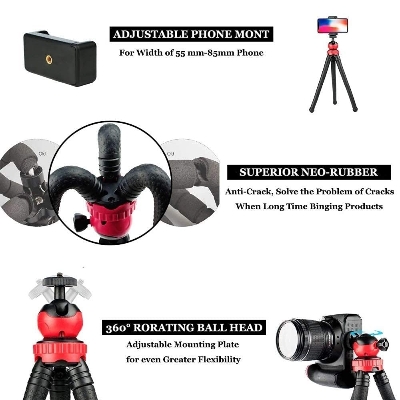 Picture of Portable Flexible Octopus Travel Tripod For Mobile & DSLR - Black