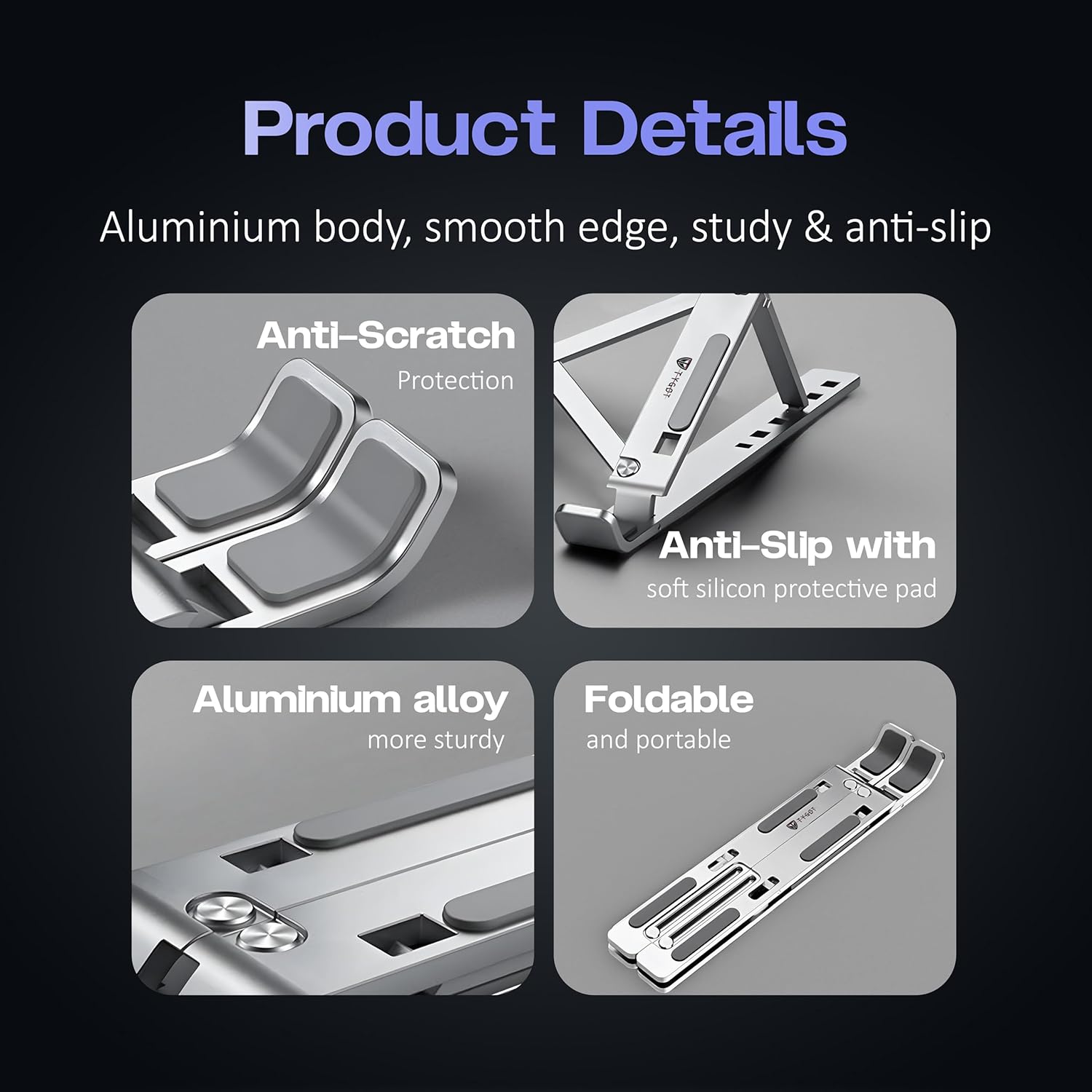 Picture of Laptop Stand Creative Folding Storage Bracket for 10-17 inch Tablets Notebook Laptop Quality Aluminum Alloy - Silver