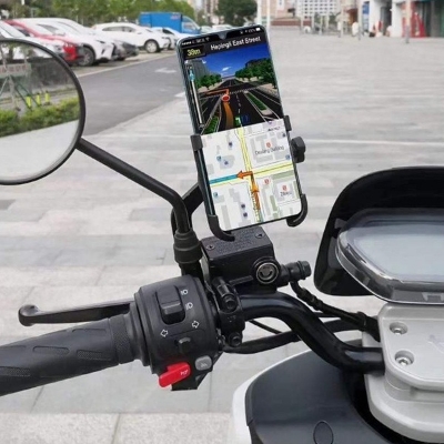 Picture of Aluminum Alloy Adjustable Bike Mobile Phone Holder Full Metal bike Motorcycle Mobile Holder Phone Bracket Mountain Bike Mobile Stand C2 - Black