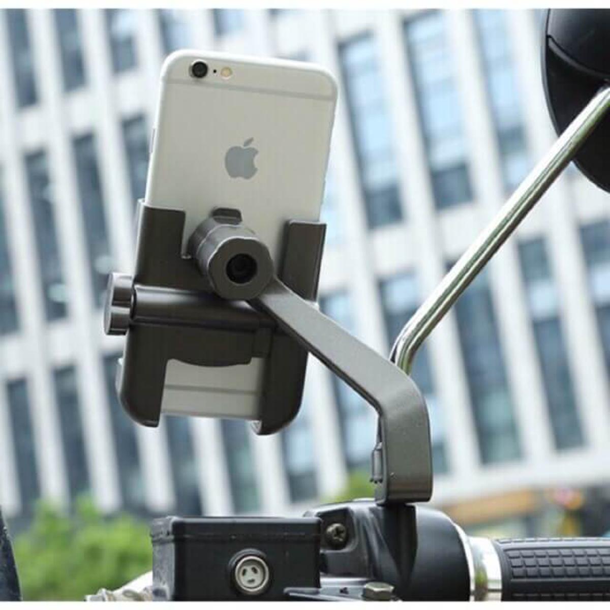 Picture of Aluminum Alloy Adjustable Bike Mobile Phone Holder Full Metal bike Motorcycle Mobile Holder Phone Bracket Mountain Bike Mobile Stand C2 - Black