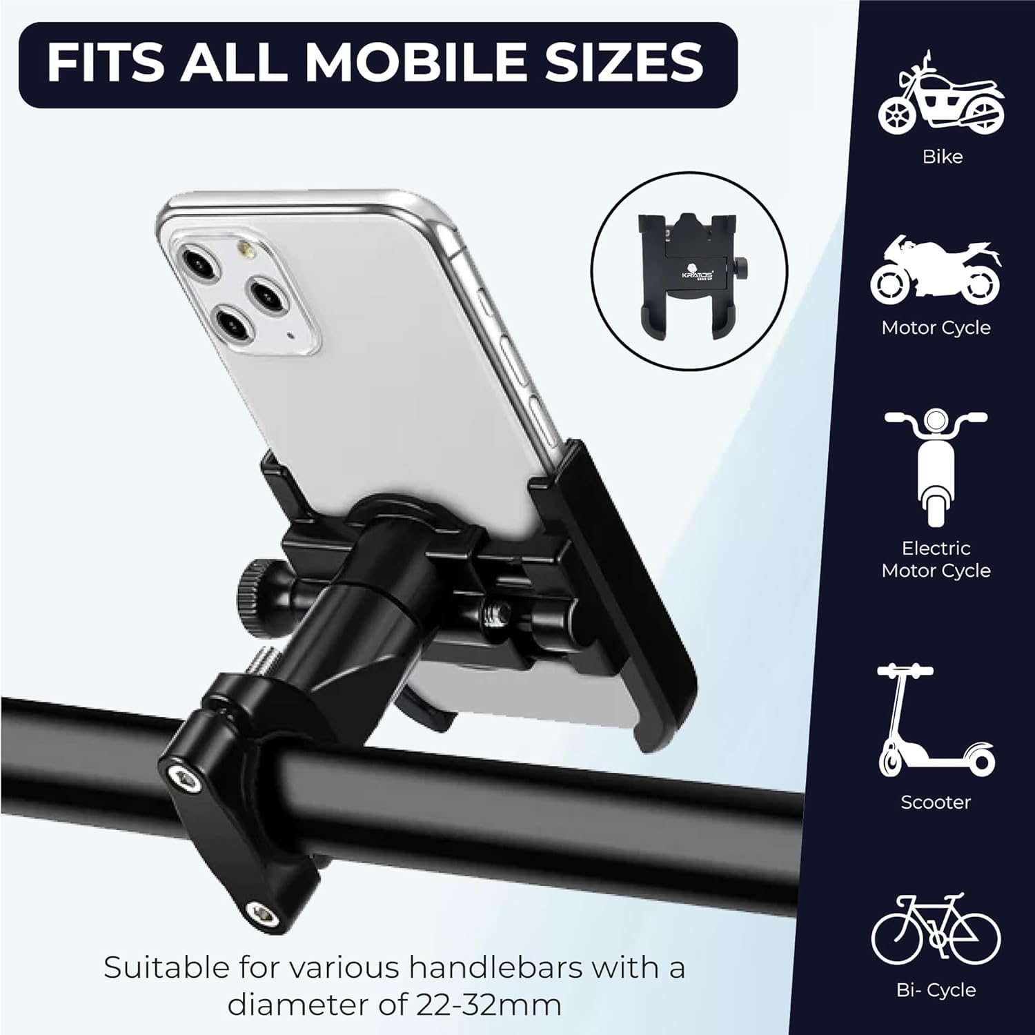 Picture of Metal Bike Mobile Holder For mobile phone bracket motorcycle bicycle takeaway rider -Black Easy to Use and Maintain C1-( 03-H1-Stand)