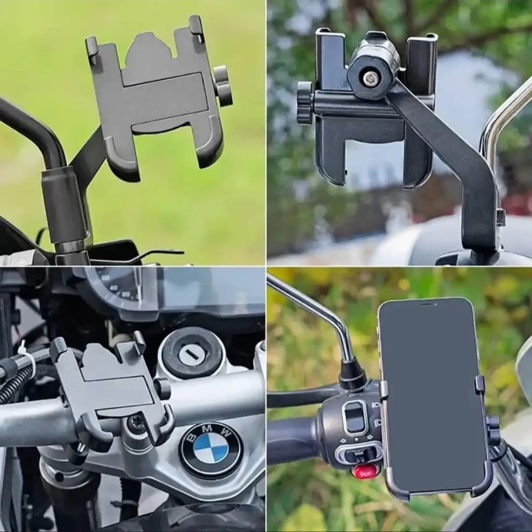 Picture of Mirror Bracket Motorcycle Mobile Phone Bracket Mountain Bike Aluminum Alloy BIKE Mobile Phone Holder / Stand - Black