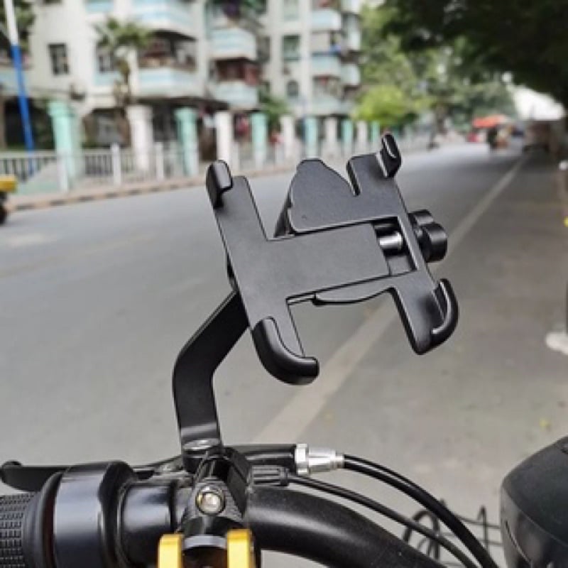 Picture of Mirror Bracket Motorcycle Mobile Phone Bracket Mountain Bike Aluminum Alloy BIKE Mobile Phone Holder / Stand - Black