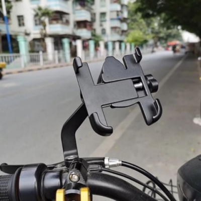 Picture of Mirror Bracket Motorcycle Mobile Phone Bracket Mountain Bike Aluminum Alloy BIKE Mobile Phone Holder / Stand - Black