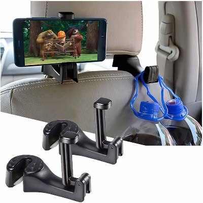 Picture of Adjustable Car Hooks Mobile Phone Holder Stand Portable Car Seat Back Fastener Universal Cell Phone Plastic Bracket Support - Black