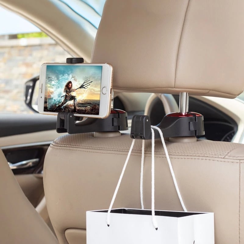 Picture of Adjustable Car Hooks Mobile Phone Holder Stand Portable Car Seat Back Fastener Universal Cell Phone Plastic Bracket Support - Multicolor