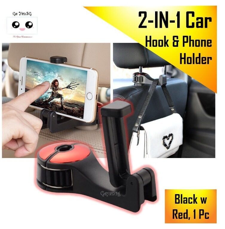 Picture of Adjustable Car Hooks Mobile Phone Holder Stand Portable Car Seat Back Fastener Universal Cell Phone Plastic Bracket Support - Multicolor