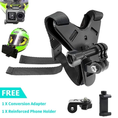 Picture of Helmet Chin Mount With Mobile Holder (Action Camera Mount +Mobile Mount) Action Camera Helmet Mount Use for Smart Phone, Hero Go Pro