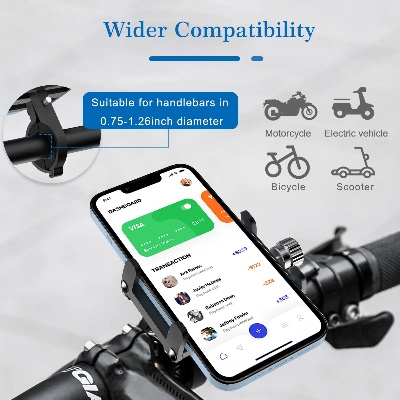Picture of BG-87 Aluminum Motorcycle Bike Bicycle Full Metal Bike Phone Holder Handlebar Mount - Black