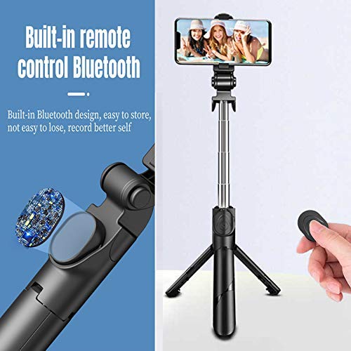 Picture of XT-02 Flexible 2 in 1 Bluetooth Selfie Stick Horizontal and Vertical Shooting Mobile Phone Tripod Remote Control Selfie Stand - Black