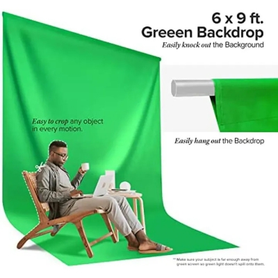 Picture of Green Screen 5.5 X 9 Feet Backdrop Background For Photography Without Stand - Green