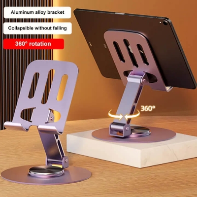 Picture of Full Metal 360 Degree Rotating Stress-Relieving Phone and Tablet Universal Stand - Desktop Phone Holder Aluminum Alloy Universal 720° Rotation Tablet Support Adjustable Stand Mount For Mobile Phone Holder Stand - Multicolor