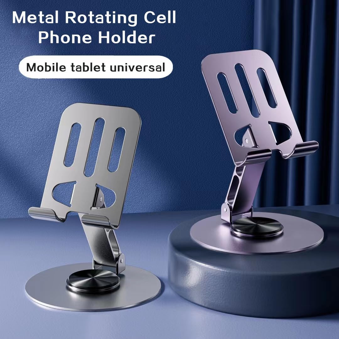 Picture of Full Metal 360 Degree Rotating Stress-Relieving Phone and Tablet Universal Stand - Desktop Phone Holder Aluminum Alloy Universal 720° Rotation Tablet Support Adjustable Stand Mount For Mobile Phone Holder Stand - Multicolor