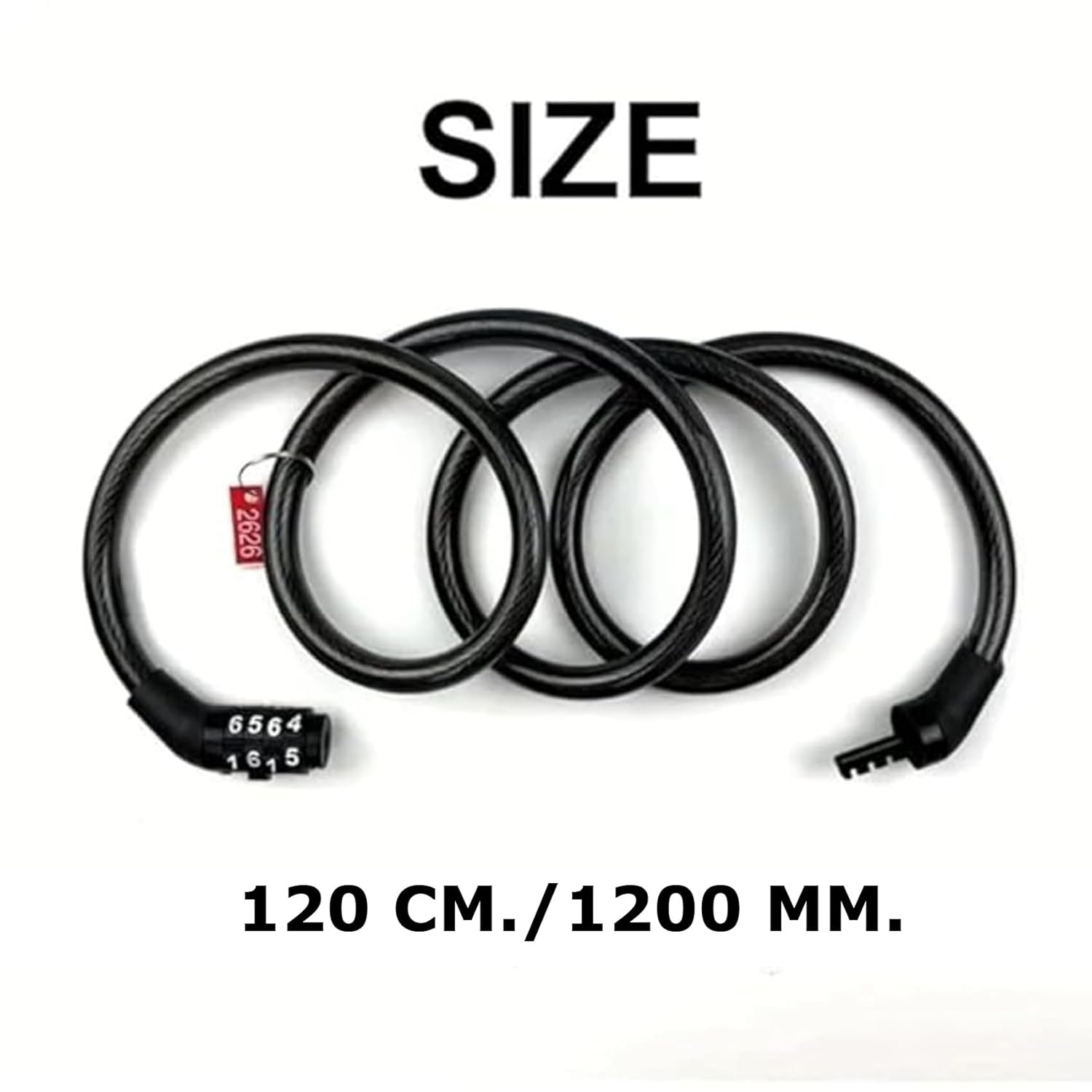 Picture of Heavy Duty 4 digit set password Digital Number Lock - Universal Combination Cable Lock for Bike, Helmet, Luggage | Steel Wire, PVC, Plastic - Black