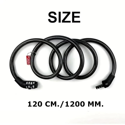 Picture of Heavy Duty 4 digit set password Digital Number Lock - Universal Combination Cable Lock for Bike, Helmet, Luggage | Steel Wire, PVC, Plastic - Black