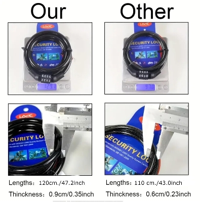 Picture of Heavy Duty 4 digit set password Digital Number Lock - Universal Combination Cable Lock for Bike, Helmet, Luggage | Steel Wire, PVC, Plastic - Black