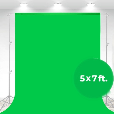 Picture of 5x7ft Green Screen Backdrop for Video Studio Photography Solid Color Fabric Backdrops Portable Green Background perfect for television, video production green background VR Gaming Streaming without stand - Green