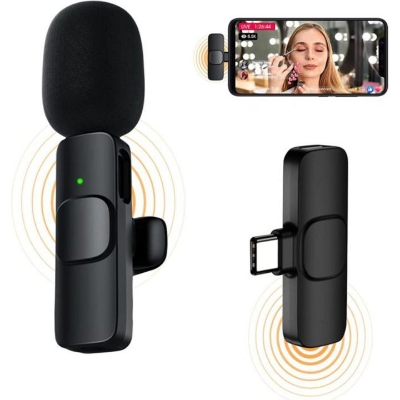 Picture of K8 Wireless Microphone Professional Lapel Lavalier Microphone Remove Noise For Type C Microphone -Black