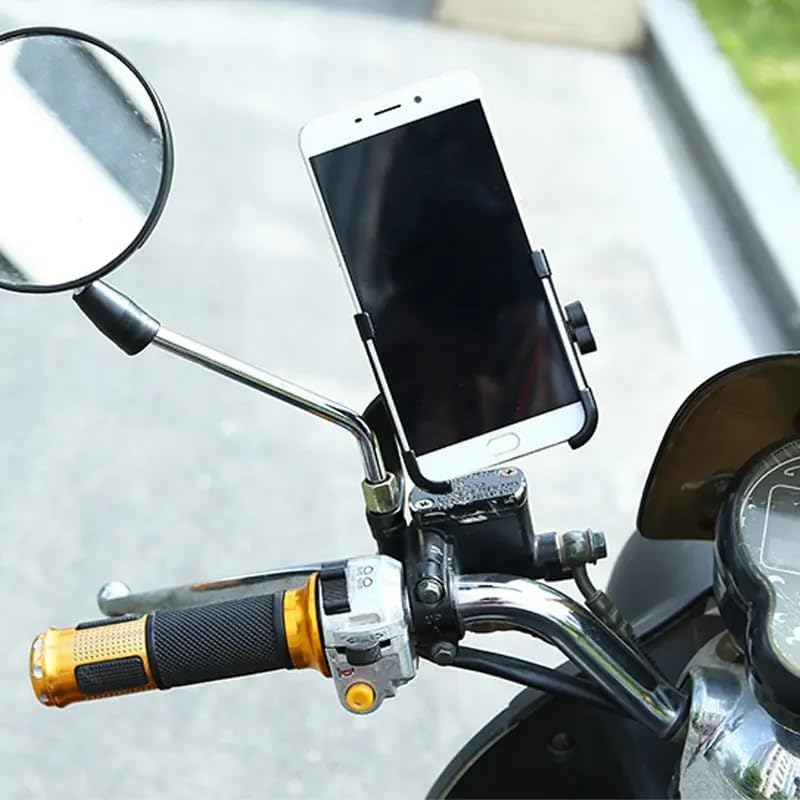 Picture of Aluminum Alloy Adjustable Bike Mobile Phone Holder Full Metal bike Motorcycle Mobile Holder Phone Bracket Mountain Bike Mobile Stand C2 - Black