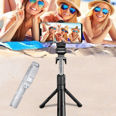 Picture of Stand XT-02/ Aluminium Alloy Bluetooth Remote Control Selfie Stick - Black