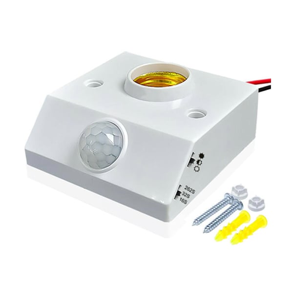 Picture of Motion Sensor Holder PIR Infrared Sensor Switch Automatic for E27 Light Bulb Human Body Induction LED Light Lamp Holder Patch System White