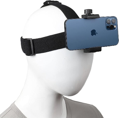 Picture of Head Mount Phone Holder Strap – Adjustable Clip for Smartphones & Action Cameras - Black