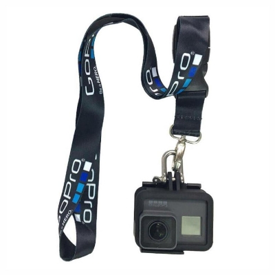 Picture of GoPro Compatible Adjustable Neck Mount Lanyard - Universal Action Camera Safety Strap (Black) - Black