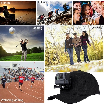 Picture of GoPro Hat Mount – Adjustable Cap Camera Holder with J Hook | Hands-Free Use - Black