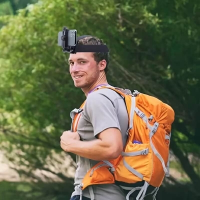 Picture of Adjustable Head-mounted Phone Camera Fixed Stand First Person Viewing Angle Shooting Video Camera Live - Black