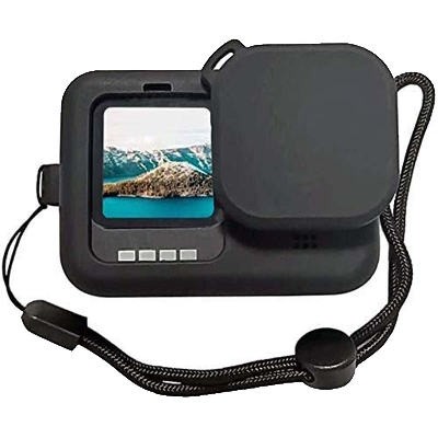 Picture of Silicone Protective Case for GoPro Hero 13, 12, 11, 10, 9 Black | Soft Rubber Cover with Lanyard - Black