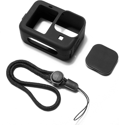 Picture of Silicone Protective Case for GoPro Hero 13, 12, 11, 10, 9 Black | Soft Rubber Cover with Lanyard - Black