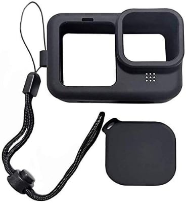 Picture of GoPro Hero 13 12 11 10 9 Black Silicone Cover - Shockproof Protective Case with Lens Cap & Strap - Black