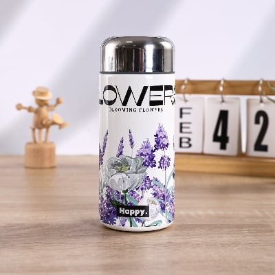 Picture of 300ml High Quality SS Thermos Water Bottle -Purple Flower