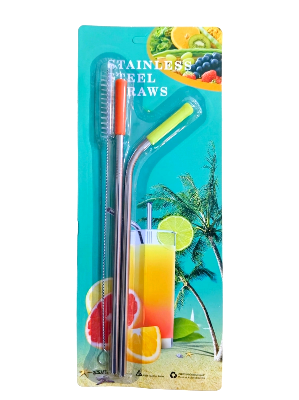 Picture of ProX Re-Usable Stainless Steel Straw Set With Cleaning Brush-Multi-Color